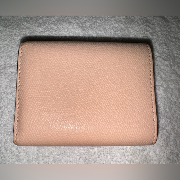 Fendi COA O'Lock Wallet Micro Trifold Rose Pink Tortora Gray Calf Leather - Picture 2 of 16